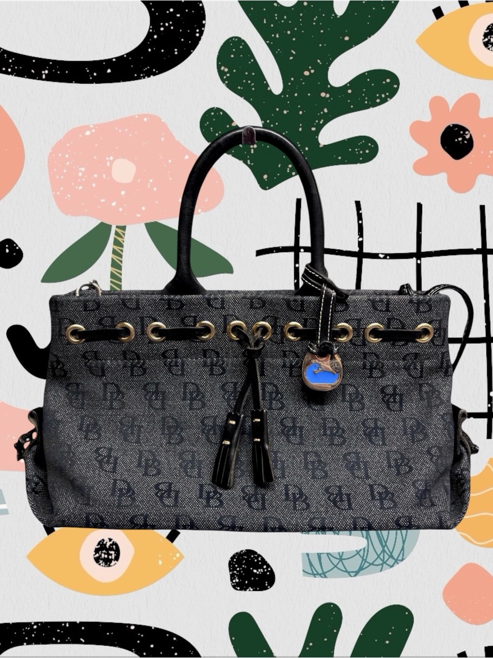 Dooney & Bourke | Vintage Y2K Dark Blue Denim-Look Top Handle Purse